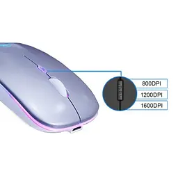 Миша бездротова акумуляторна iMACE Е-1300 USB 2.4 ГГц з підсвіткою Сіра - мініатюра 6