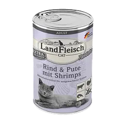 Консерви для котів LandFleisch Adult Cat Pastete Rind&Pute mit Strimps (яловичина, індичка, креветки) 400 г