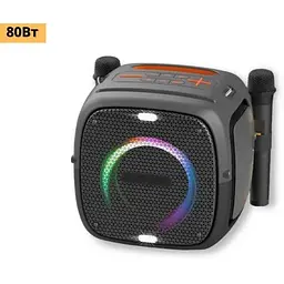Портативна колонка з 2 мікрофонами XPRO Party ONE 80Вт USB AUX FM Bluetooth чорна (41093-Party ONE) - мініатюра 2