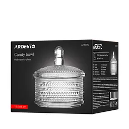 Цукерниця Verbena, 12.5см, скло, прозорий ARDESTO kuh0014840 - мініатюра 6
