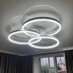 LED світильник білий на 3 кільця з хромованою смужкою d50 см | Line F | Арт. A55063/3A RGB WT+CH