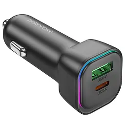 АЗП Borofone BZ28A Trophie PD30W+QC3.0 (1USB-A/1C) Black - мініатюра 3