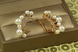 Сережки Xuping Jewelry місяць з перлинами 2,6 см золотисті - мініатюра 2