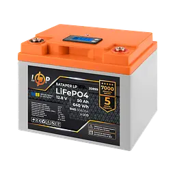 Акумулятор LP LiFePO4 для ДБЖ LCD 12 V (12,8 V) - 50 Ah (640 Wh) (BMS 50A/25A) пластик - мініатюра 2