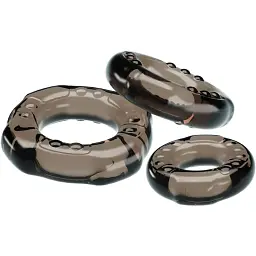 Набір ерекційних кілець Baile Cock Ring Yvonne Set of 3 (чорний) - мініатюра 6