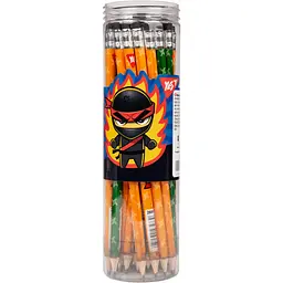 Олівець чорнографітний Yes Ninja круглий з гумкою 36 шт. (280652) - мініатюра 2