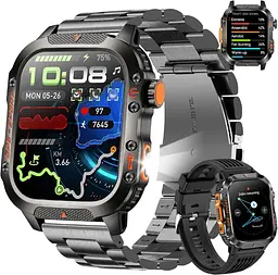 Чоловічий розумний годинник з GPS, Bluetooth дзвінками, компасом та двома ремінцями
