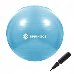 М'яч для фітнесу (фітбол) Springos 55 см Anti-Burst FB0006 Sky Blue - мініатюра 2