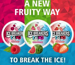Льодяники Ice Breakers Duo Fruit Plus Cool Watermelon Sugar Free Mints 36г - мініатюра 5