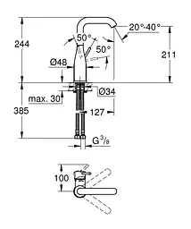 Змішувач для умивальника L-Size Grohe Essence 24177KF1 Чорний матовий - мініатюра 4