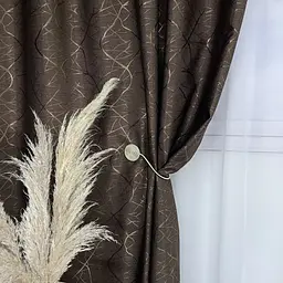 Льняні штори коричневого кольору з ефектом битого скла 2шт. 150х270 на тасьмі ALBO pbe0052948 - мініатюра 9