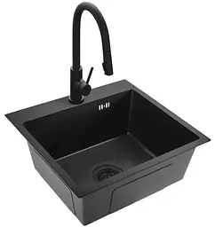 Кухонна мийка Rea Leo 50 500x450 мм black ZLE-06005 - мініатюра 3