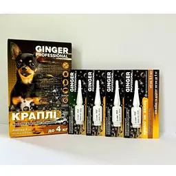Краплі на холку Ginger Professional для собак та цуценят 0-4 кг 0.5 мл №4 імідаклоприд, івермектин, метопрен (35080) - мініатюра 2