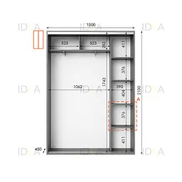 Шафа-купе Idea серія 5 150 x 45 x 210 см Венге темний Дзеркало - мініатюра 2