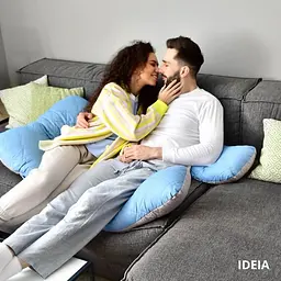 Подушка Ideia П-подібна для вагітних та відпочинку, 140x75x20 см, світло-сіра з джинсовим (8-33724 джинс/св.сірий) - мініатюра 9