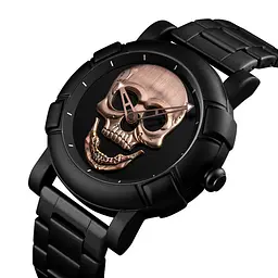 Оригінальний годинник Skmei Skull 9178 Black Gold - мініатюра 7
