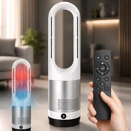 Мобільний безлопатевий вентилятор Germatic LED 1200W / Кондиціонер підлоговий 2в1 з обігрівом та охолодженням AM-018JR сенсор, пульт ДК, автоповорот 80° - мініатюра 2
