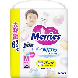 Підгузки-трусики Merries дихаючі M 6-11 кг 62 шт. - мініатюра 2