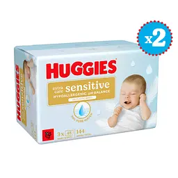Набір вологі серветки Huggies Extra Care Sensitive 288 шт. (2 уп. x 144 шт.)
