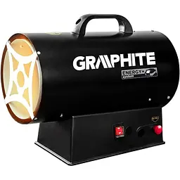 Теплова гармата Graphite газова, акумуляторна 18В, 15кВт, 120м кв, 320м куб/год, чорний, IP24