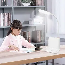 Рожева Акумуляторна настільна LED лампа Bionic Desk Lamp c USB виходом, органайзером та підставкою для смартфона - мініатюра 4