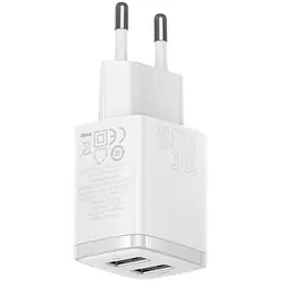 Мережевий зарядний пристрій Baseus Compact Charger 2U 10.5W White (CCXJ010202) [74462] - мініатюра 3