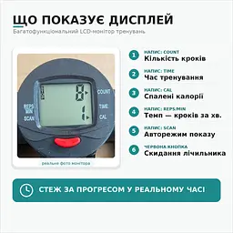 Похилий степер Stepper Step, чорний, з еспандерами для дому, до 120 кг - мініатюра 6