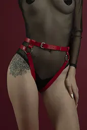 Гартери Feral Feelings Belt Briefs, натуральна шкіра, червоні - мініатюра 1