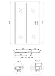 Душові двері в нішу Qtap Taurus CRM201-11.C6 110-120x200 см, скло Clear 6 мм, покриття CalcLess (TAUCRM201112C6) - мініатюра 8