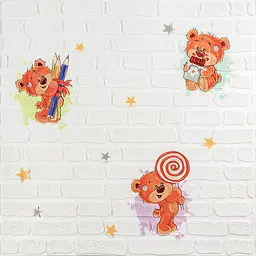 Панель стінова Sticker Wall 3D 700 x 700 x 4mm ведмедики на білому тлі D SW-00001975