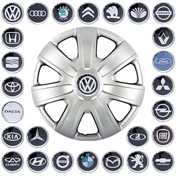 Ковпак колеса з емблемою Volkswagen SKS224 R14 сірий з логотипом на вибір 4 шт - мініатюра 2