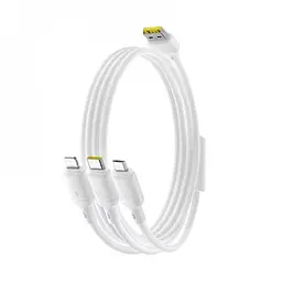 Кабель Baseus Silky One-for-Three Fast Charging USB to Micro USB+Lightning+Type-C 100W 1.5m white (P10377705213-00) - мініатюра 4