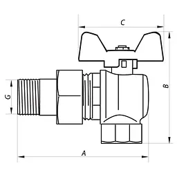 Кран кульовий з американкою кутовий 1/2" ГШМ (NF.941) Nolf NF2964 - мініатюра 2
