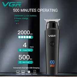 Машинка для стрижки волосся VGR V-937, тример для бороди, акумуляторна професійна машинка - мініатюра 5