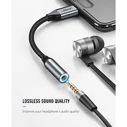 Перехідник Ugreen Type-C M to 3.5mm F Audio Adapter 10 сm AV142 (Gray) (30632) - мініатюра 2