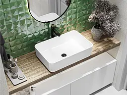 Умивальник Miraggio SAN MARTIN (0000237) Miramarble, Глянцевий, Накладний, Білий - мініатюра 6