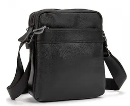 Чоловічий шкіряний месенджер Tiding Bag Чорний