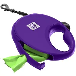 Повідець-рулетка для собак Waudog R-leash з контейнером для пакетів, світловідбивна стрічка, S, до 12 кг, 3 м, фіолетовий - мініатюра 5