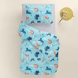 Дитяча постільна білизна в ліжечко CATS CS23, бірюзовий (CatsMilkSky_52Gray_140) - мініатюра 2