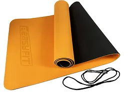 Килимок для йоги та фітнесу EasyFit TPE+TC 6мм двошаровий помаранчевий-чорний (EF-1924-ORB) - мініатюра 6