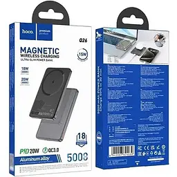 Портативна батарея Hoco Q26 Joy PD20W 5000 mAh Metal Grey - мініатюра 6