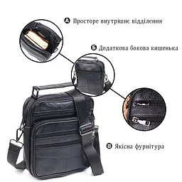 Сумка вертикальна шкіряна 21270 Vintage чорна - мініатюра 8