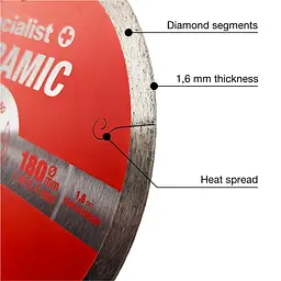 Диск алмазний Specialist+ Ceramic для плитки 180x1.8x25.4/8 мм (11/2-3180) - мініатюра 2