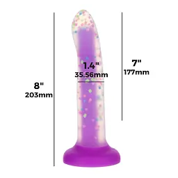 Фалоімітатор, що світиться в темряві Addiction Rave 8″ Glow in the Dark Dildo Purple Confetti, 20.3 см + віброкуля в подарунок - мініатюра 4