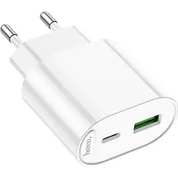 Мережевий зарядний пристрій Hoco C109A Fighter 20W USB-A + USB-C White [161691] - мініатюра 3