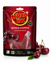 Курячі чипси МʼЯСО ЇЖ ВИШНЯ джеркі, снеки, закуски до пива 50 г