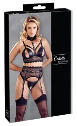 Еротичний комплект Cottelli Collection Bondage Bra Suspender XL чорний - мініатюра 14