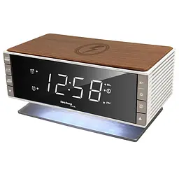 Годинник настільний з радіо Technoline WT487 Wireless Mobile Charging White/Brown (WT487), Білий