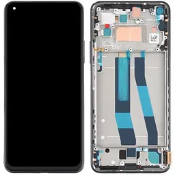 Дисплей Xiaomi Mi 11 Lite / Mi 11 Lite 5G / Xiaomi 11 Lite 5G NE чорний, версія Huaxing, Amoled, оригінал PRC переклеєне скло, з рамкою, Boba Black