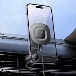 Автотримач Hoco HW30 магнітний з бездротовою зарядкою 15W чорний сірий - мініатюра 2